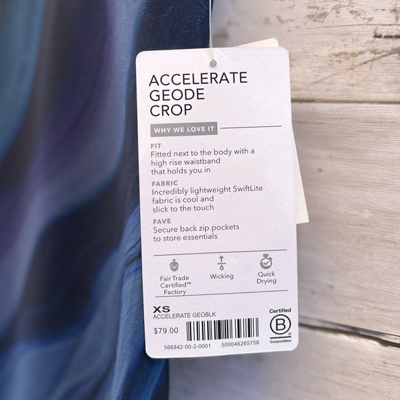 NEW Size XS Athleta Accelerate Geode Crop Blue High Rise Capri Leggings - Picture 5 of 10